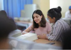 Students studying together in a classroom