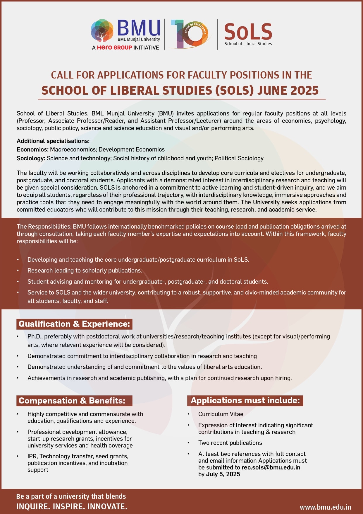 Call For Applications BMU