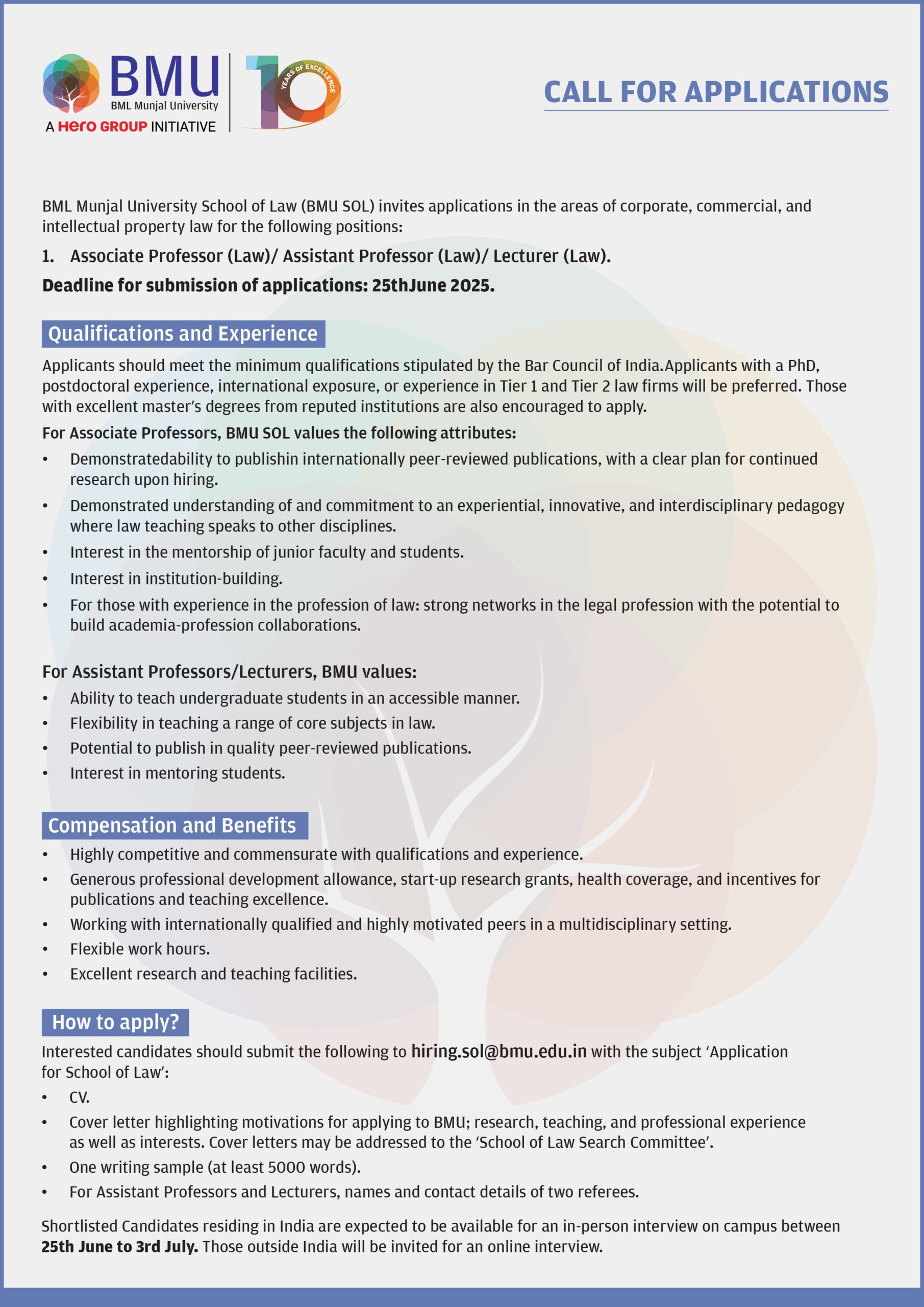 Call For Applications BMU