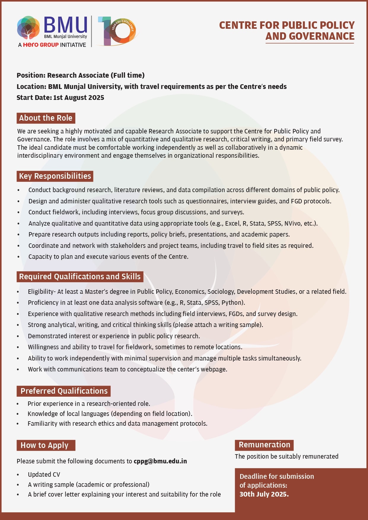 Call For Applications BMU